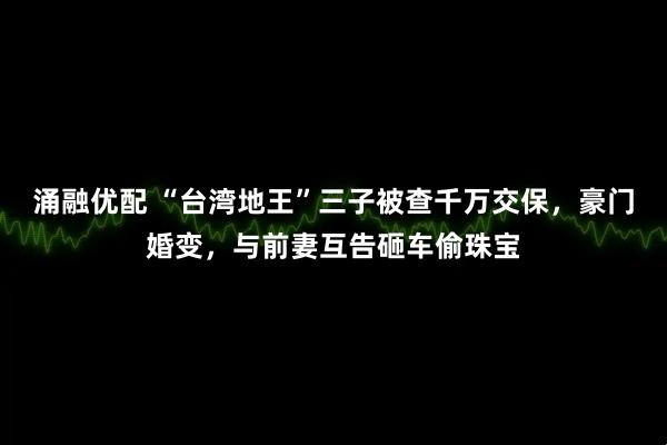 涌融优配 “台湾地王”三子被查千万交保，豪门婚变，与前妻互告砸车偷珠宝